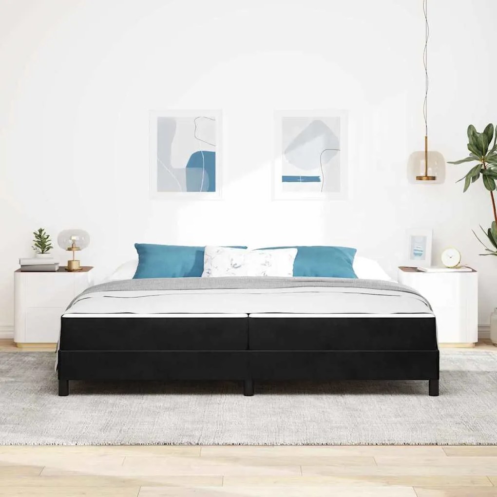 Boxspring ágy matraccal matracmal Fekete 200 x 200 cm Bársony