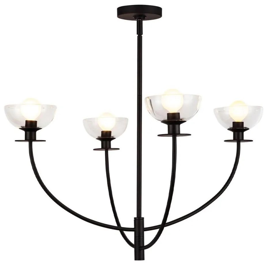 Alora Mood ALM-SYLVIA4-BK-CL - Rúddal szerelt csillár SYLVIA 4xE14/40W/230V fekete