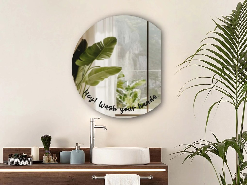 Tükör matrica S47 – Hey! Wash your hands. (round)