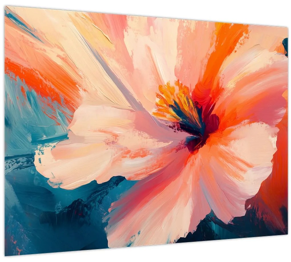 Üveg kép - Festett virág (70x50 cm)