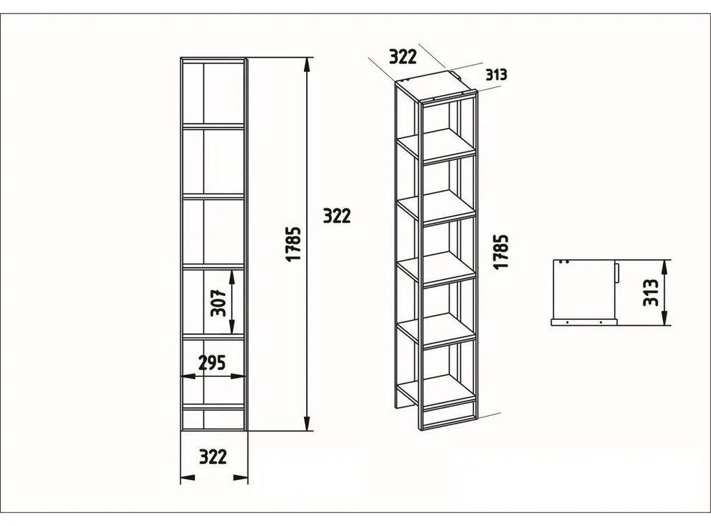 Polka Black and Gold könyvespolc