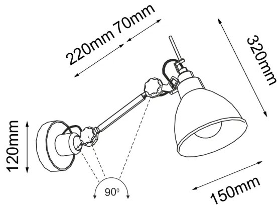 Shilo 4481 - Fali lámpa DAISEN 1xE27/15W/230V fekete