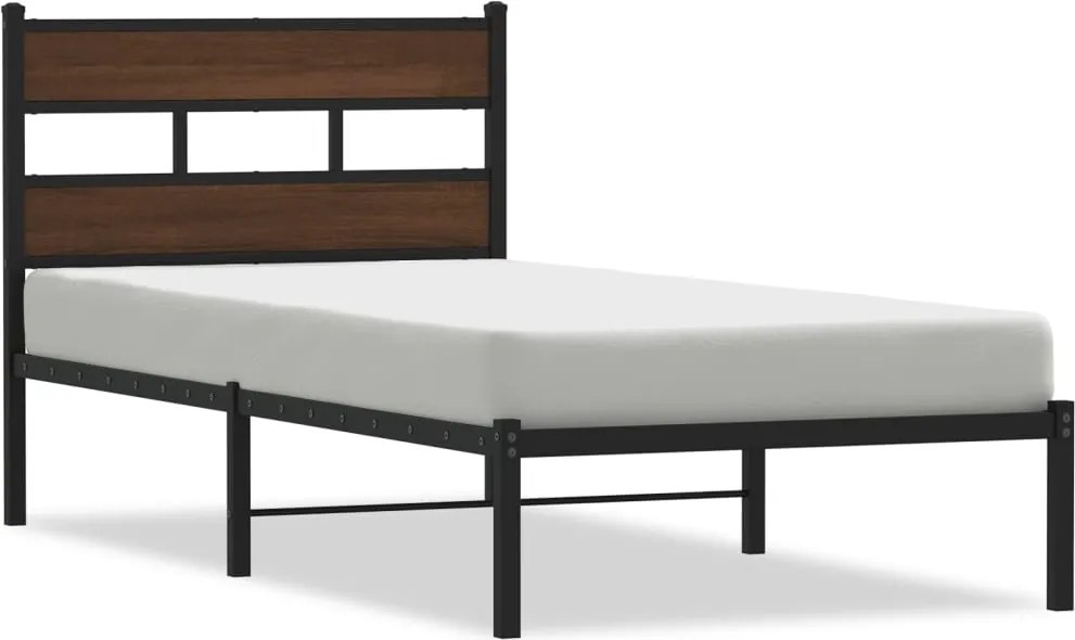 vidaXL barna tölgy színű fejtámlás ágykeret matrac nélkül 90 x 190 cm