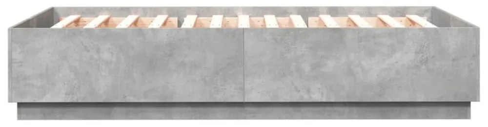 betonszürke szerelt fa ágykeret 150 x 200 cm