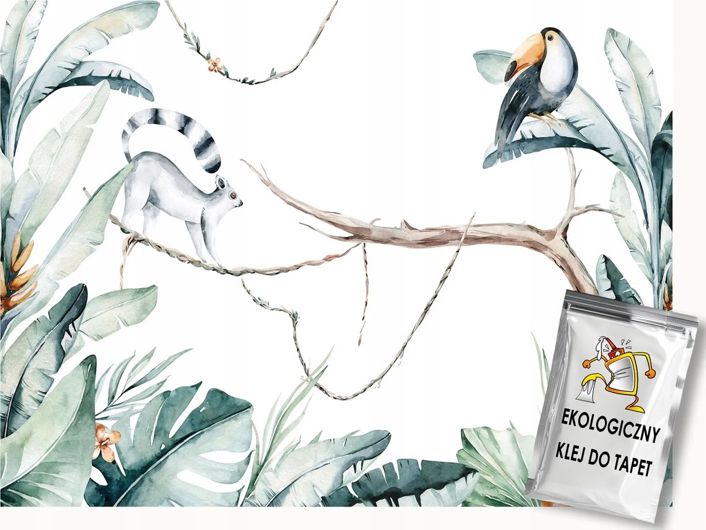 Fotótapéta Flizelina Gyerekek Dzsungel Állatok Tukán Maki 200x140 ragasztó