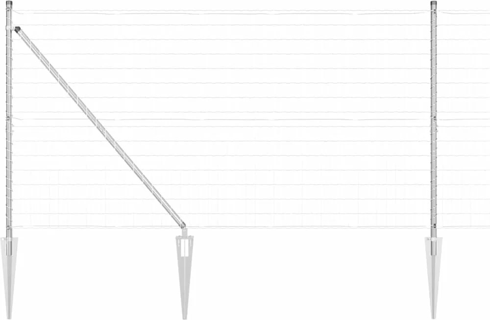 vidaXL Kerítés oszlopokkal Ezüst 1,2 x 10 m Acél