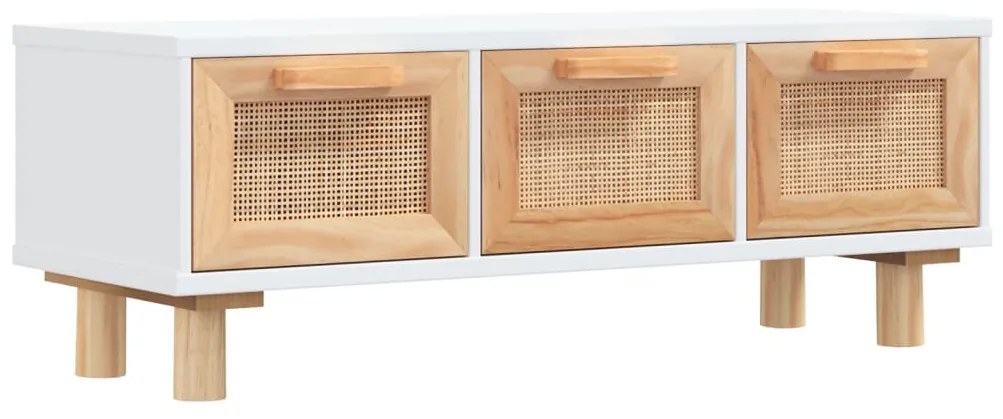 Fehér szerelt fa és tömör fenyőfa dohányzóasztal 80x40x30 cm