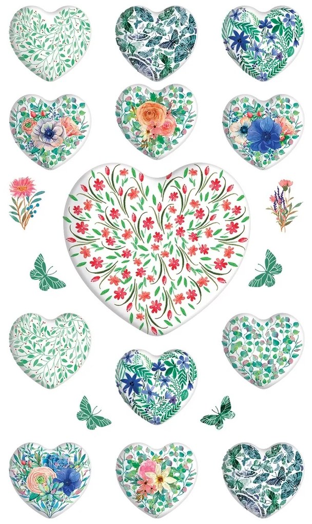 Hearts 3D matricák, 8 x 14 cm