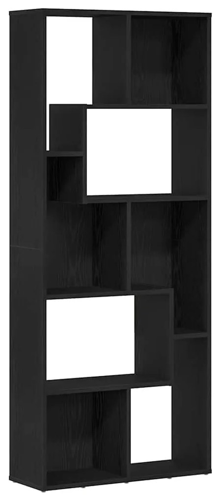 fekete tölgy színű szerelt fa könyvespolc 67 x 24 x 161 cm