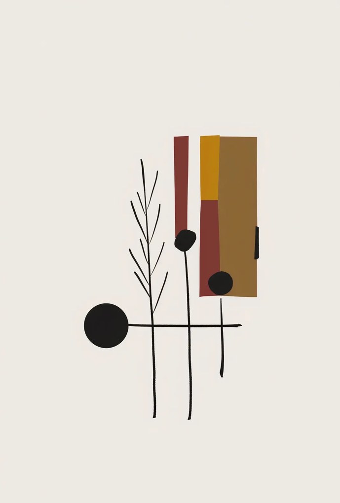 Poszter 67,5x100cm Fekete Lineáris Ágak