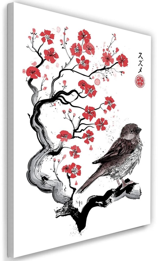 Gario Vászonkép Kis veréb Sumi-e - Dr.Monekers Méret: 60 x 90 cm