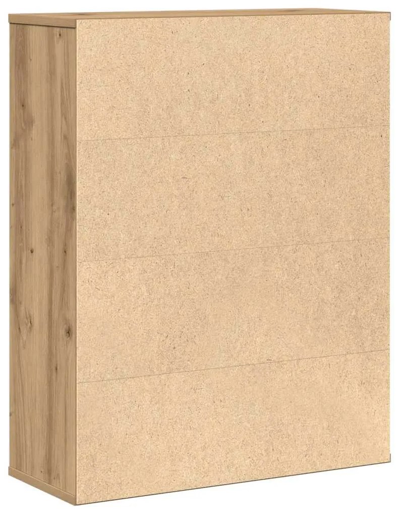 kézműves tölgy színű szerelt fa könyvespolc 60x24x76,5 cm