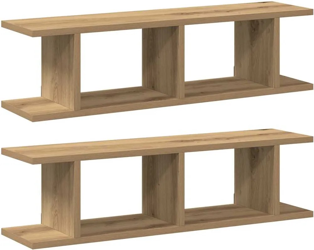 vidaXL 2 db kézműves tölgy színű szerelt fa fali polc 75 x 18 x 20 cm