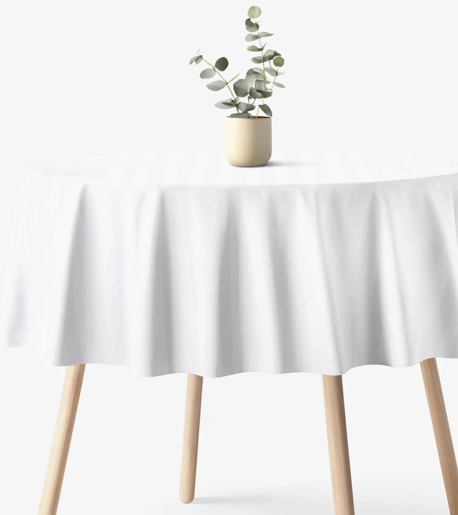 Goldea kör alakú damaszt terítő - fehér csíkos Ø 210 cm