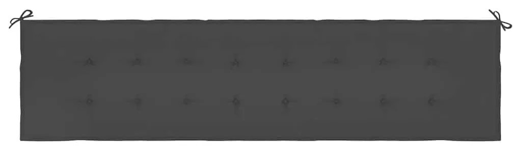 fekete oxford szövet kerti padpárna 200x50x4 cm