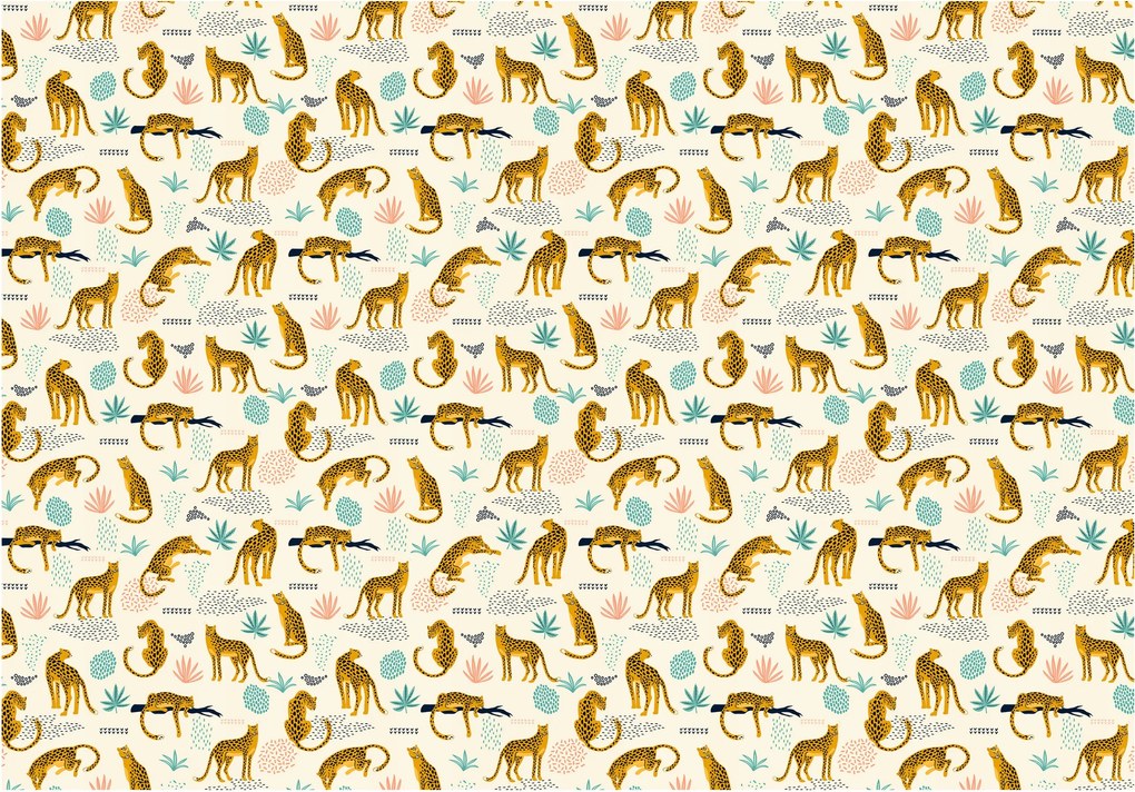 Flizelin fotótapéta Bézs Leopárdok Afrikai design 368x254 +ragasztó