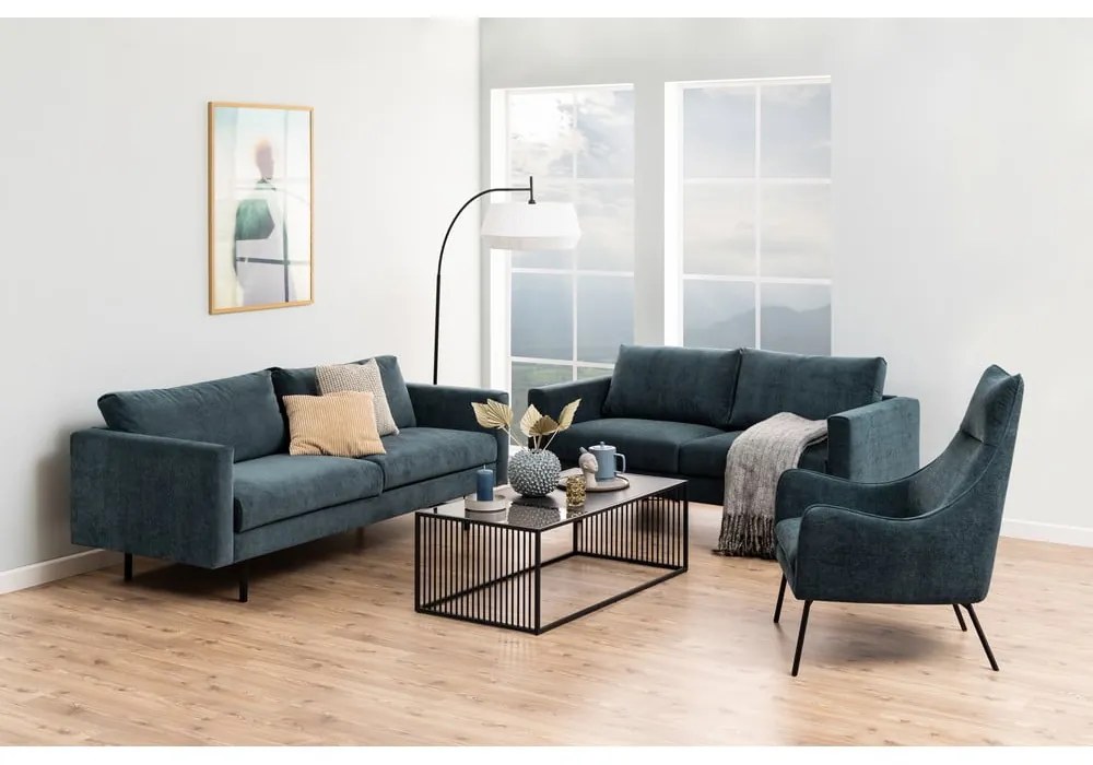 Fekete dohányzóasztal üveg asztallappal 60x120 cm Strington – Actona