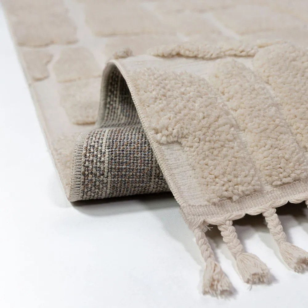 Krémszínű szőnyeg 133x190 cm Esra Cobbled – Flair Rugs