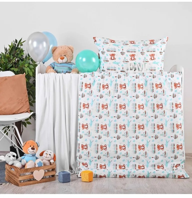 EMI Maci repülőgéppel gyermek pamut ágyneműhuzat, Gyerekgarnitúra 90x130 + 45x65