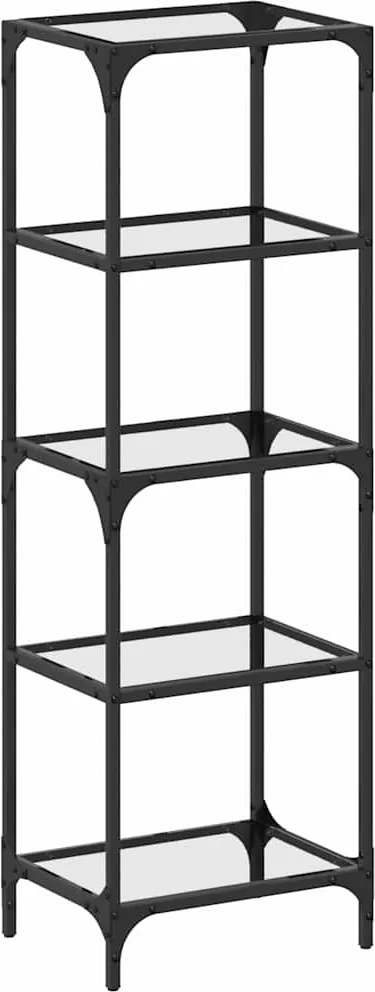 vidaXL acél tárolóállvány fekete üveglappal 40 x 30 x 123 cm