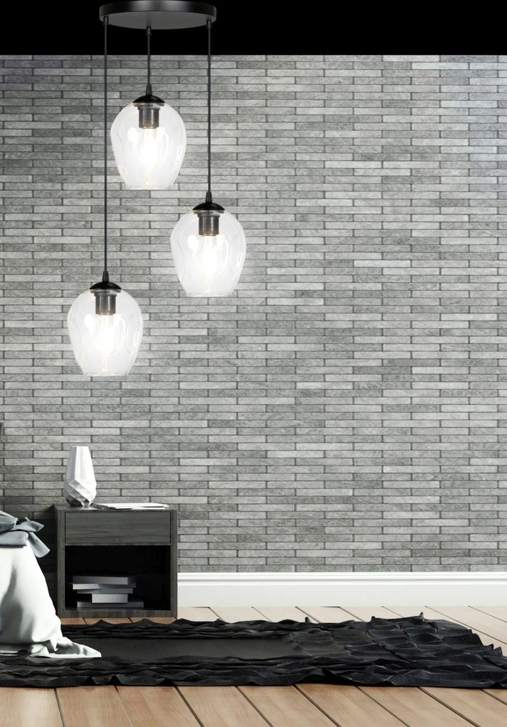 Emibig modern függeszték istar fekete átlátszó emi679/3prem