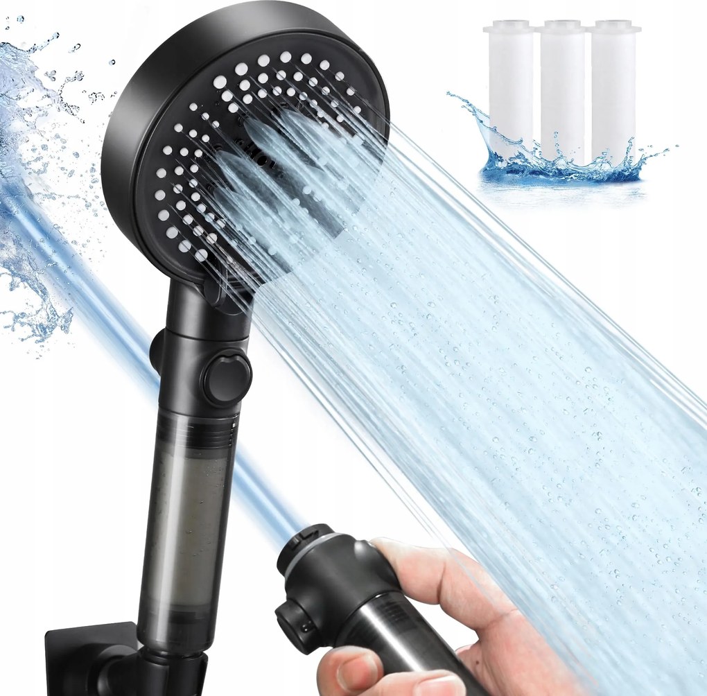 Zuhanyfej zuhanyhoz Kinse KSSF010AB1 fekete, szűrővel