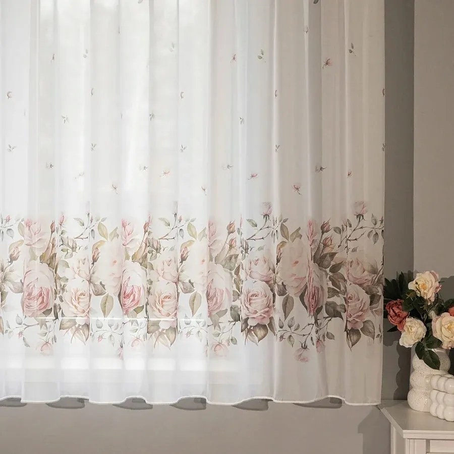 Függöny Ólom Fátyol Virágok Nappali Szoba Konyha 157cm