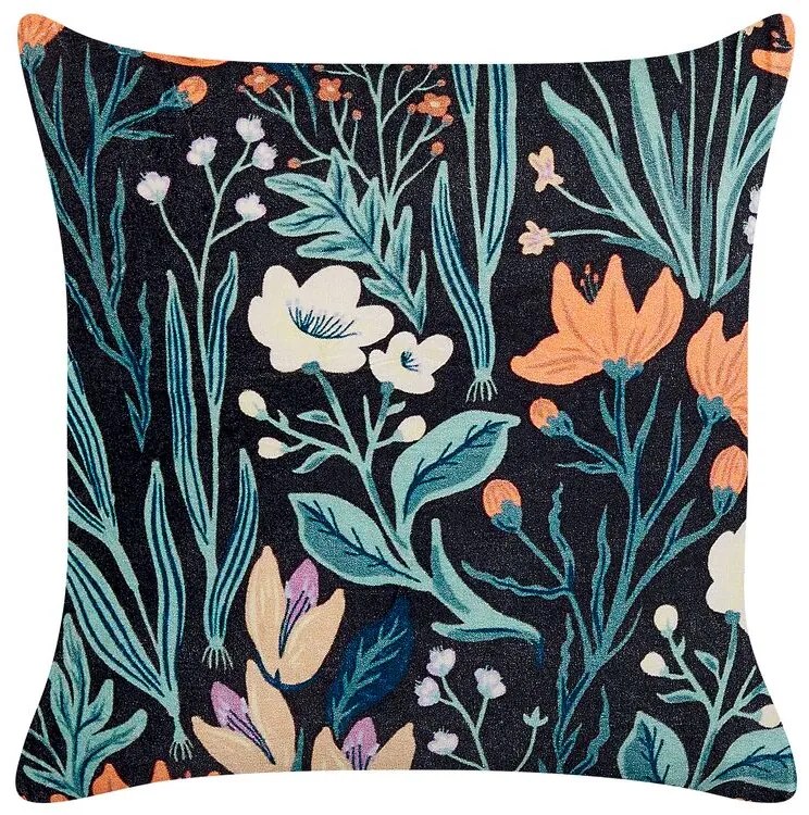 Fekete és zöld bársony díszpárna 45 x 45 cm OSMUNDA Beliani