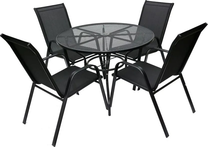 ROJAPLAST Kerti fém asztal lyukkal a napernyő számára