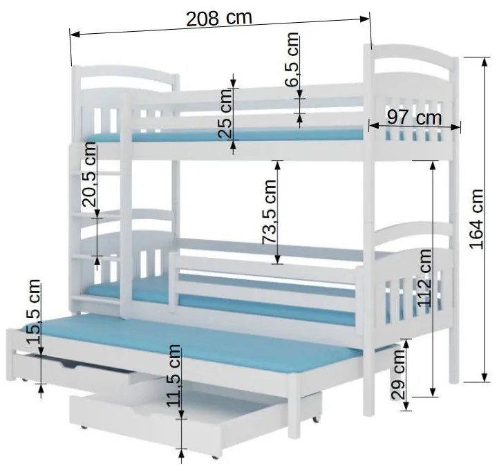 Emeletes gyerekágy 200x90 cm. Akció -17%. 1052273