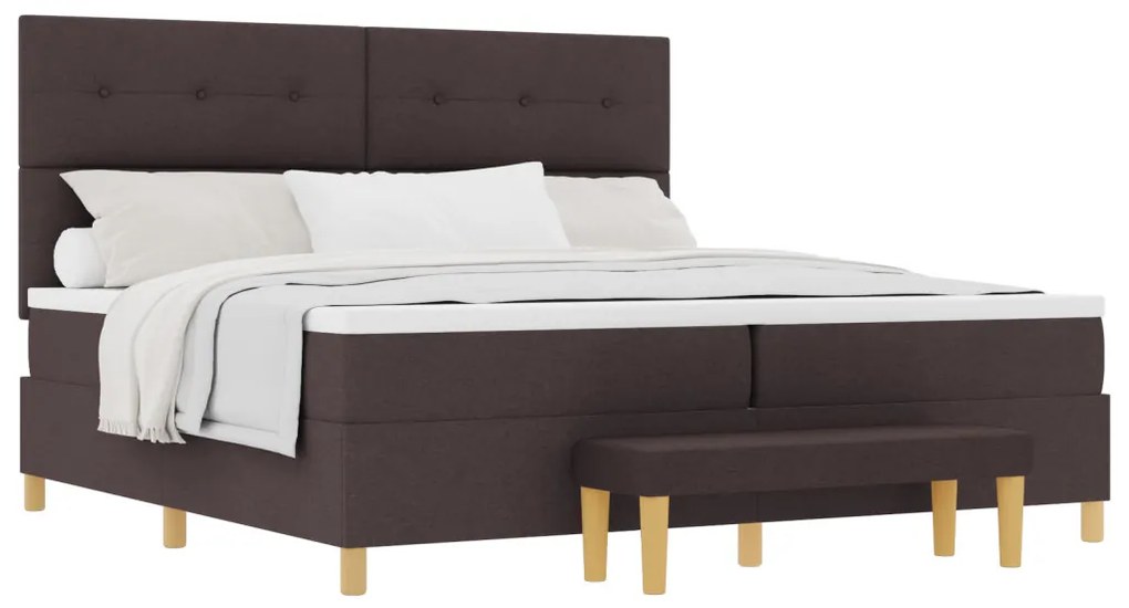 Box Spring Ágy Matraccal és Pad Dark Brown 200x200 cm Szövet