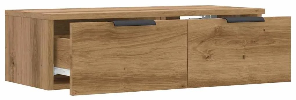 kézműves tölgy színű szerelt fa faliszekrény 60 x 30 x 20 cm