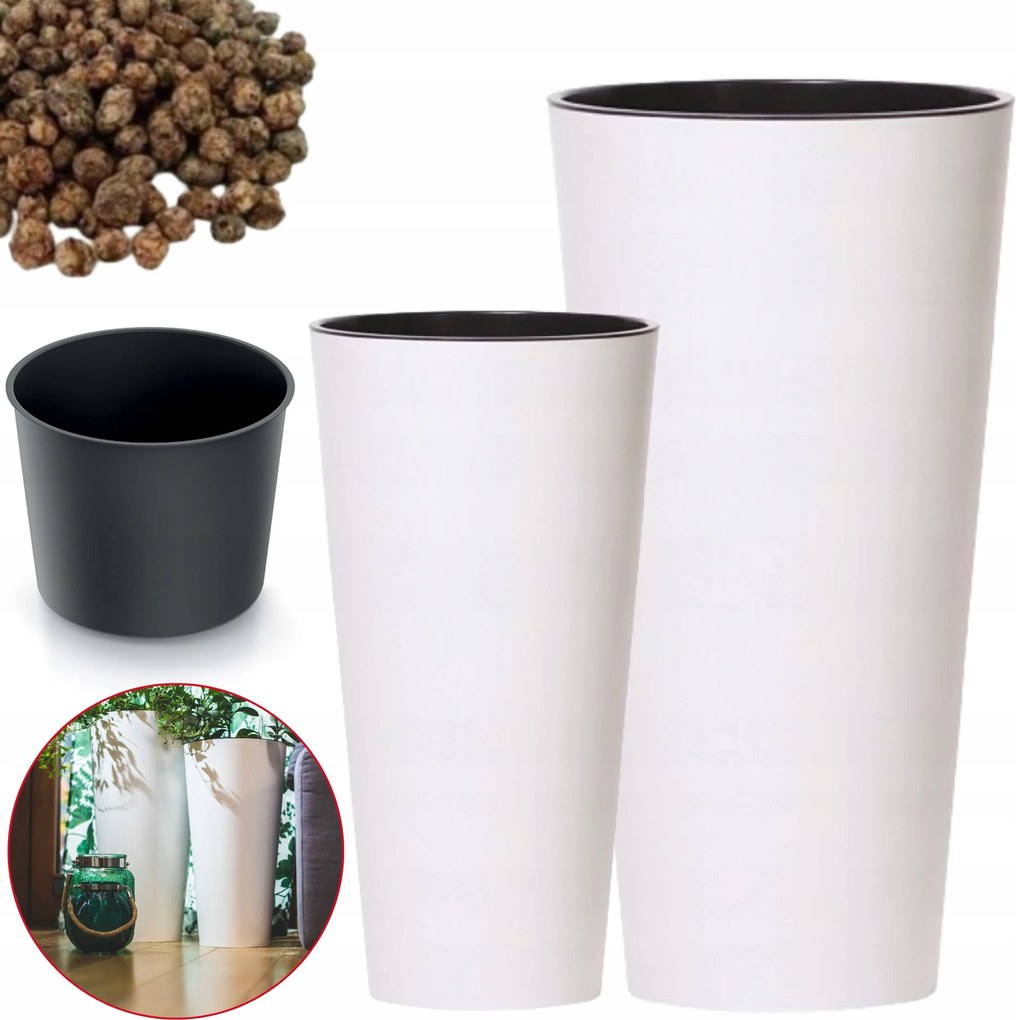 2x Kerek virágtartó Tubus utántöltő, keramzit 2l virágtartó szett 2 db