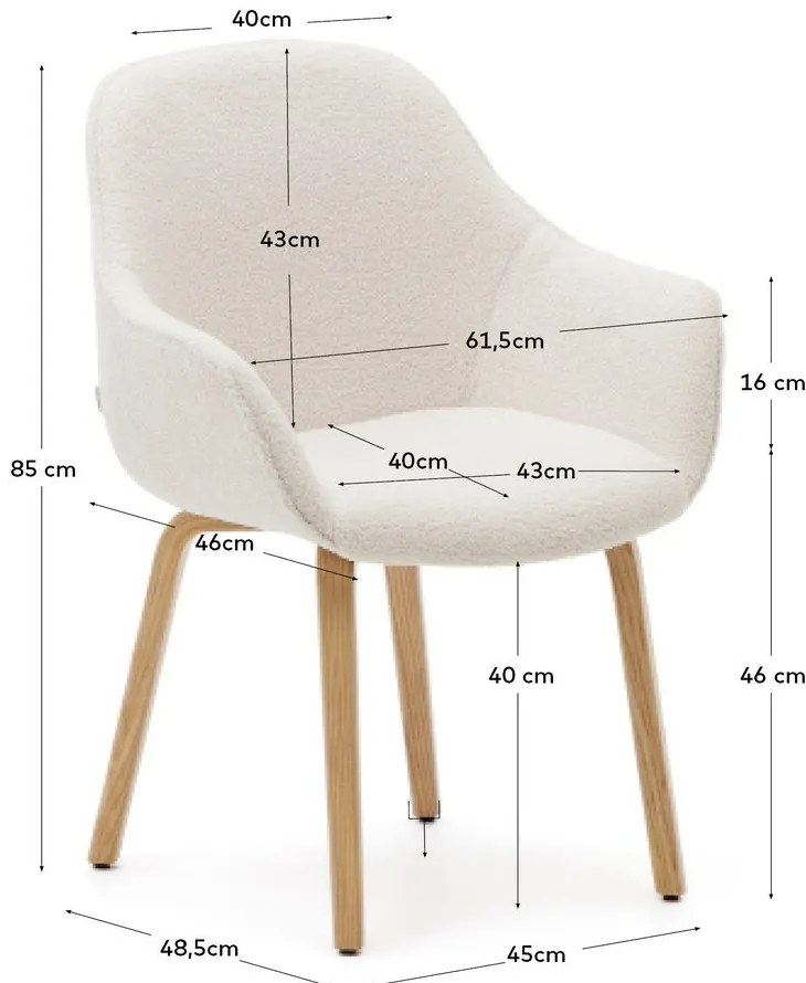 Fehér kárpitozott étkezőfotel Aleli – Kave Home