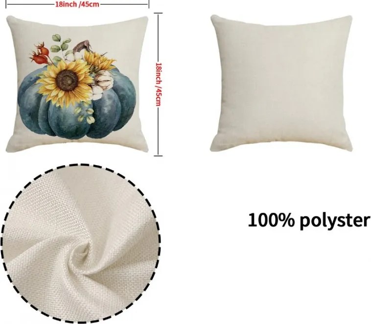 Párnahuzat HELLO PUMPKINS 45x45 cm, bézs