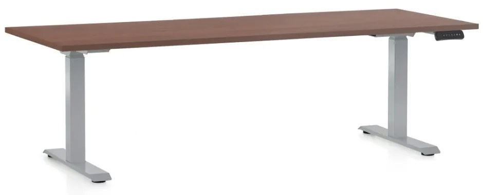 Állítható magasságú asztal OfficeTech D, 200 x 80 cm, szürke alap, dió