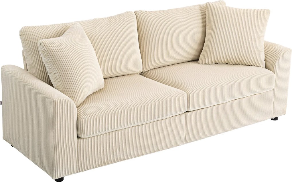 HOMCOM 3-üléses Kanapé, Karfás Kihúzható Kanapé, Kéziszőtt Huzatú Kanapé, Vastagon Párnázott, Pihenő Kanapé, 450 kg-ig Terhelhető, Nappaliba, Hálószob