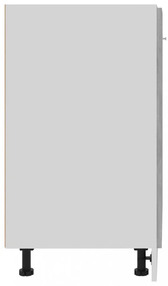 betonszürke szerelt fa alsószekrény 60 x 46 x 81,5 cm