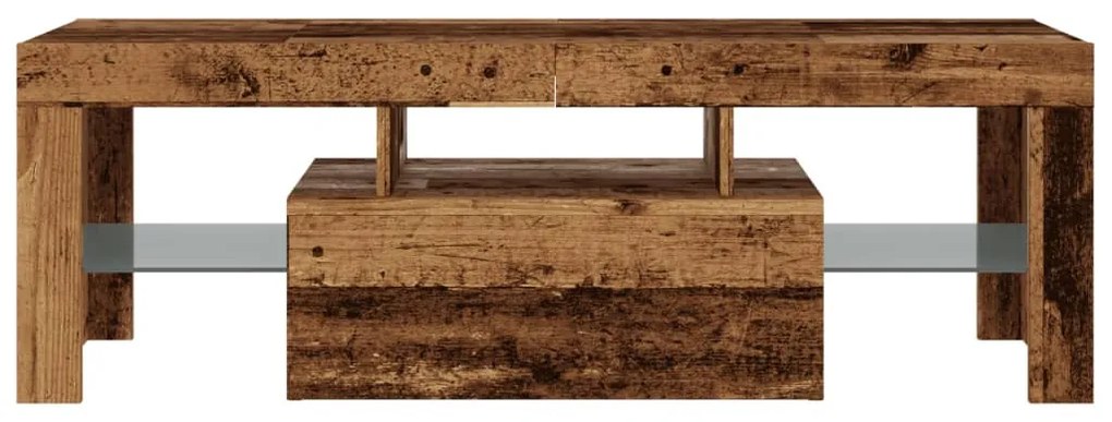 antik fa színű szerelt fa TV-szekrény LED-ekkel 120x36,5x40 cm