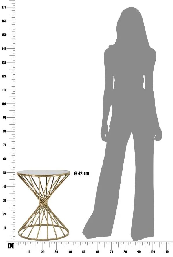 aranyszínű kisasztal tükörlapos asztallappal Ø42x50 cm – Glamour