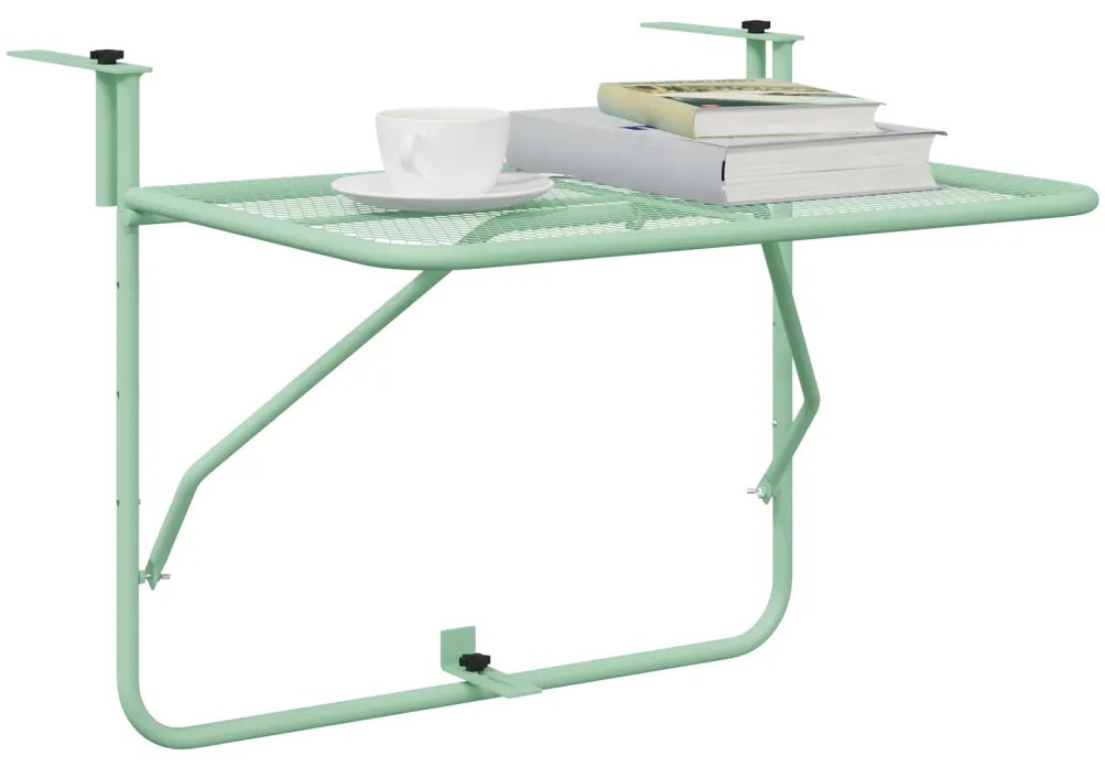 Függő erkélyasztal Menta zöld 60 x 39 x 65 cm Acél