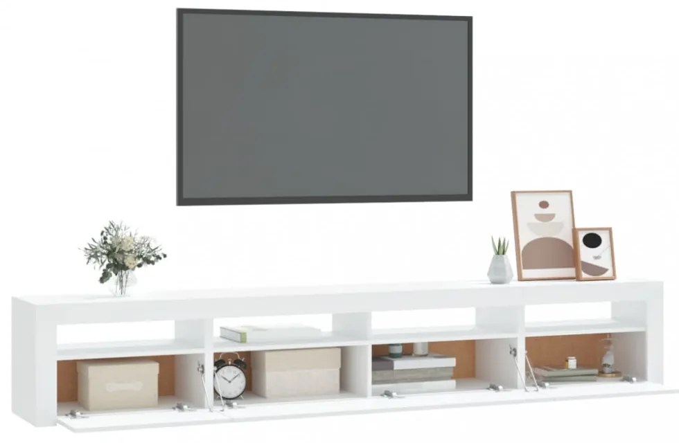 fehér TV-szekrény LED-lámpákkal 240x35x40 cm