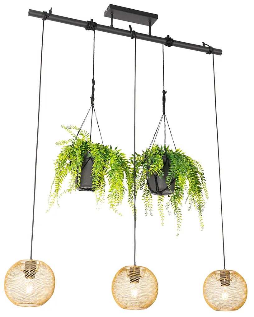 Ipari függőlámpa arany 3-lámpás - Flor