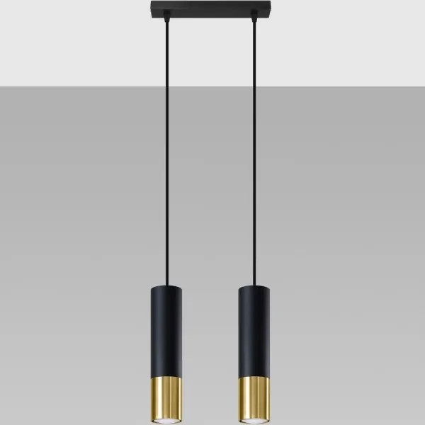 Sollux SL.0953 - Csillár zsinóron LOOPEZ 2xGU10/10W/230V fekete/arany