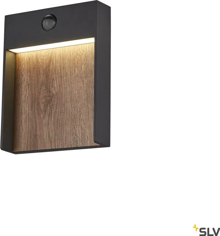 SLV 1002955 FLATT Modern Kültéri Fali Lámpa Antracit, Barna LED IP54