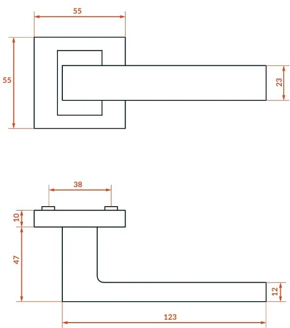 Kuchinox Qubik, kilincs, fényes arany, LAV-KG2_G00A