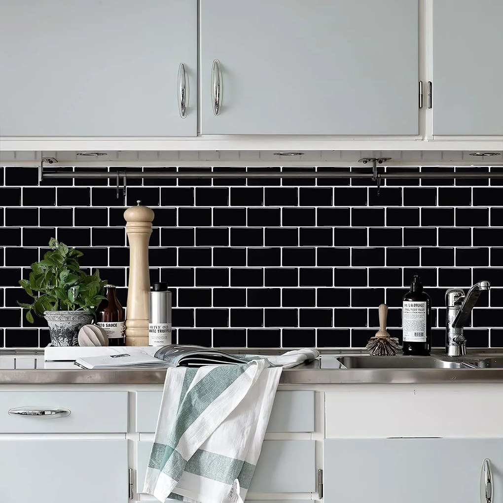 PIPPER | Felragasztható csempe - 3D mozaik - Fekete tégla