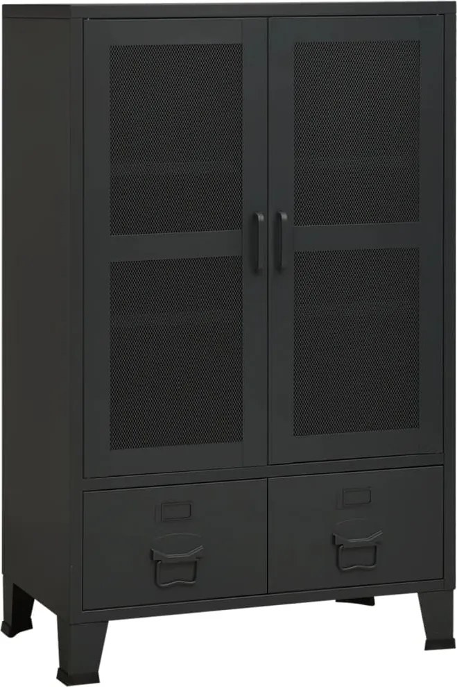 vidaXL fekete fém ipari tárolószekrény 70 x 40 x 115 cm