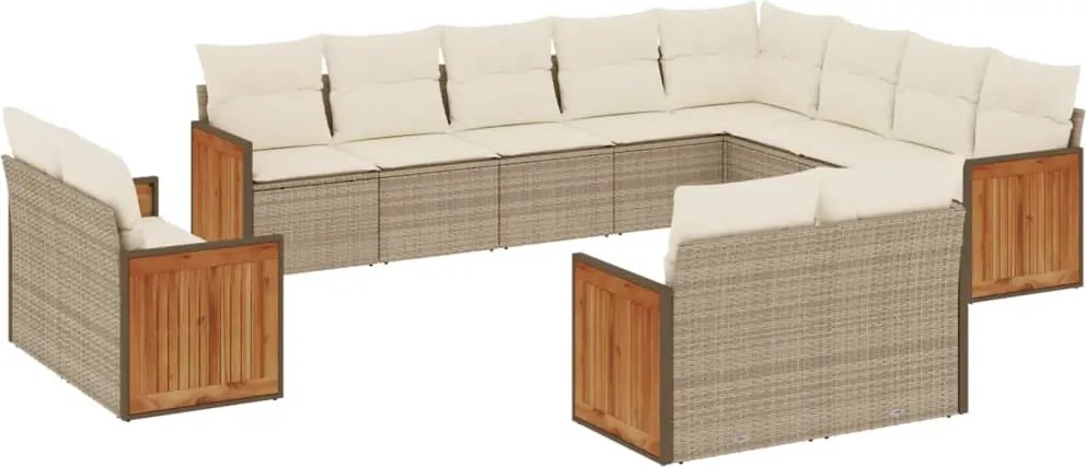 vidaXL 12 részes bézs polyrattan kerti ülőgarnitúra párnákkal