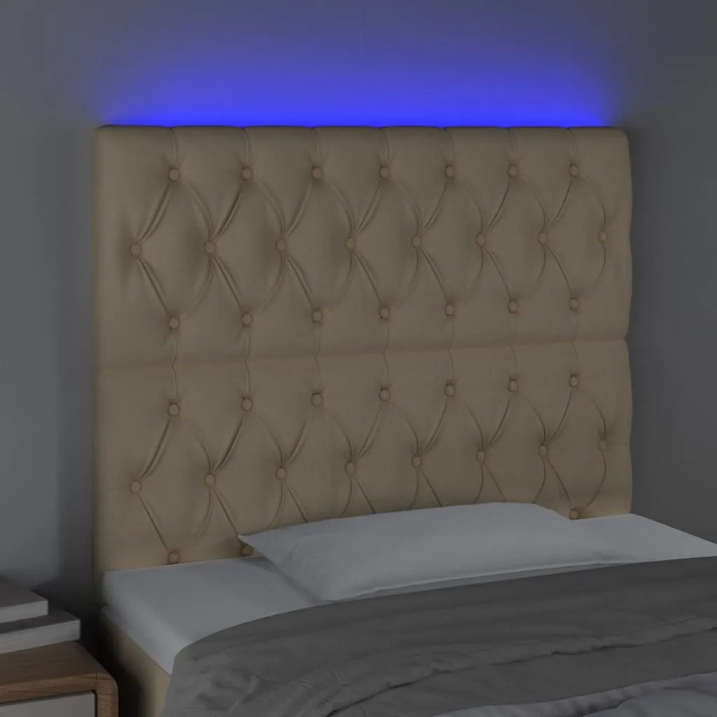krémszínű szövet LED-es fejtámla 90x7x118/128 cm